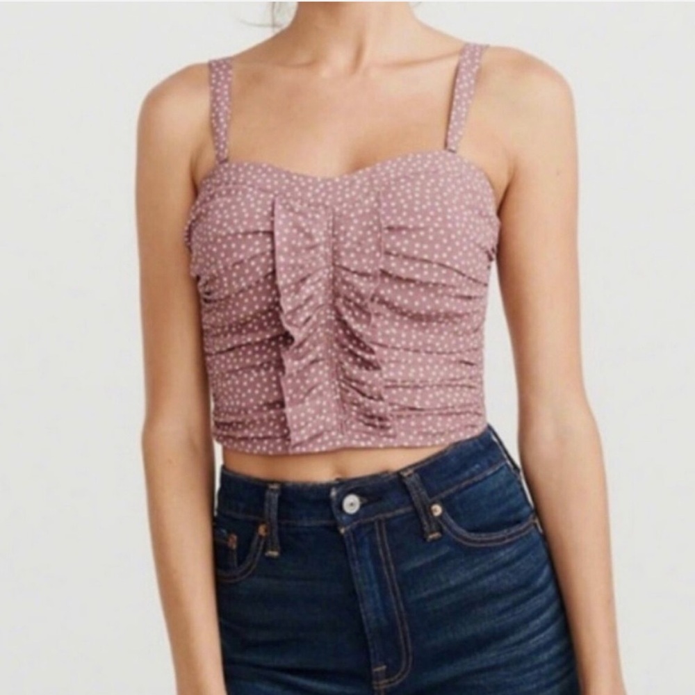 Abercrombie & Fitch Dusty Pink polka dot cami Crop Top